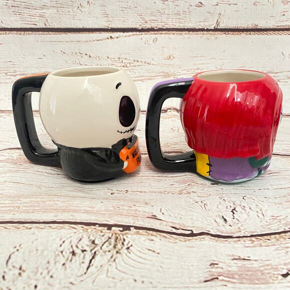 DISNEY Nightmare Before Christmas Jack Skellington and Sally Mugs Cups - Picture 2 of 6